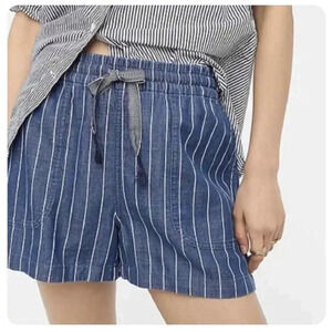 J.Crew Womens Denim Shorts XXL Re-Imagined Seaside Indigo Stripe Pull-On Stretch